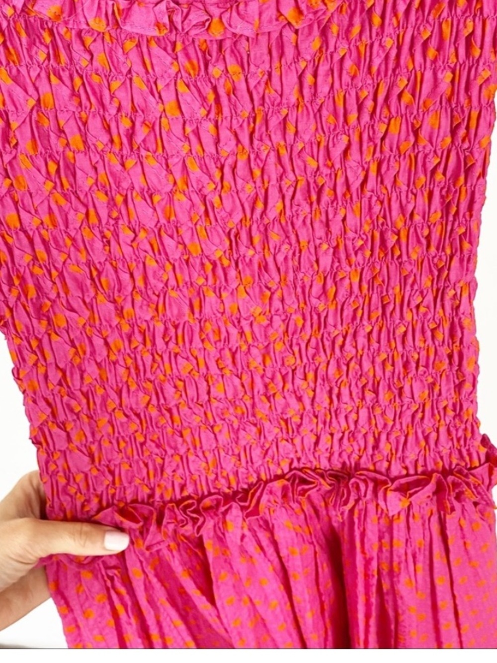 Alexis Fuchsia Off-Shoulder Polka Dot Maxi Dress - Picture 8 of 11